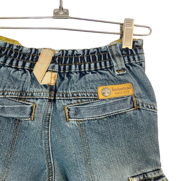 Timberland Boys Cargo Bermuda Denim Shorts Sz 5 100% Cotton Snap Button Closure - Picture 5 of 9